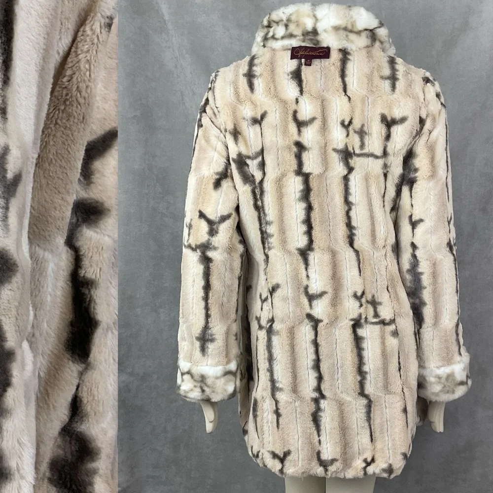 Hal Rubenstein Women's Reversible Faux Fur Coat size Medium Animal Print - Picture 6 of 16